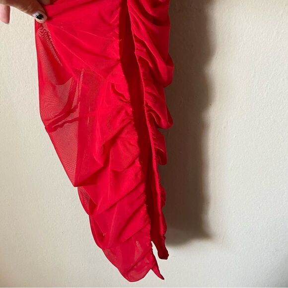 House of CB Fornarina Maxi Red Dress Tank Organza Bodycon Backless Mesh Size XS - Picture 13 of 17